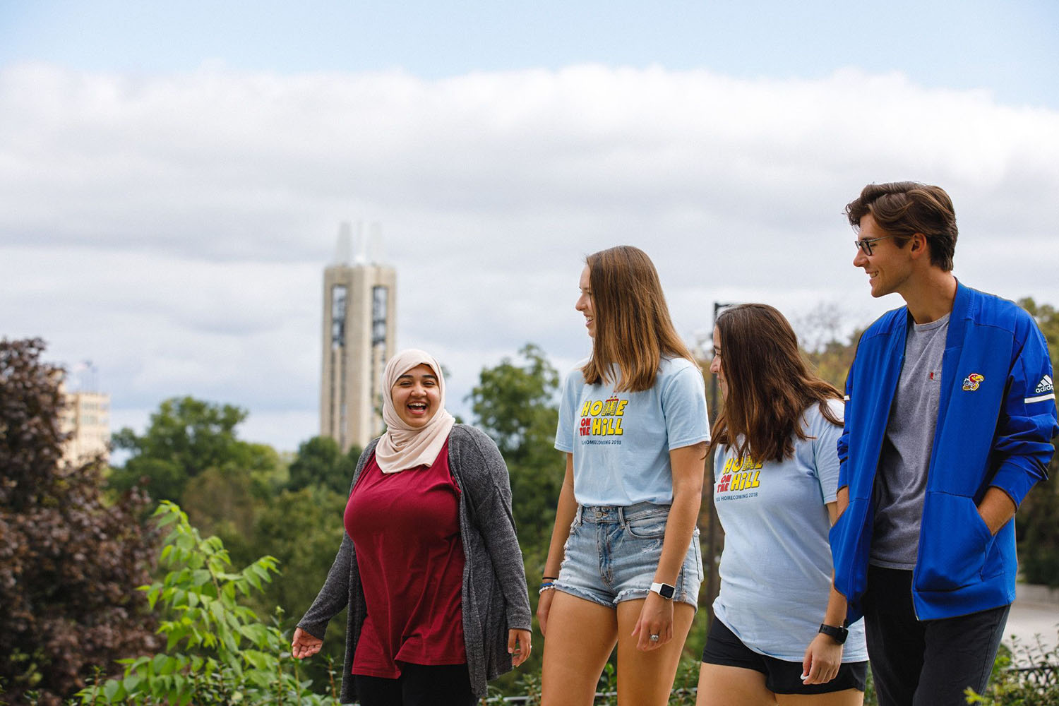 International students walking on campus